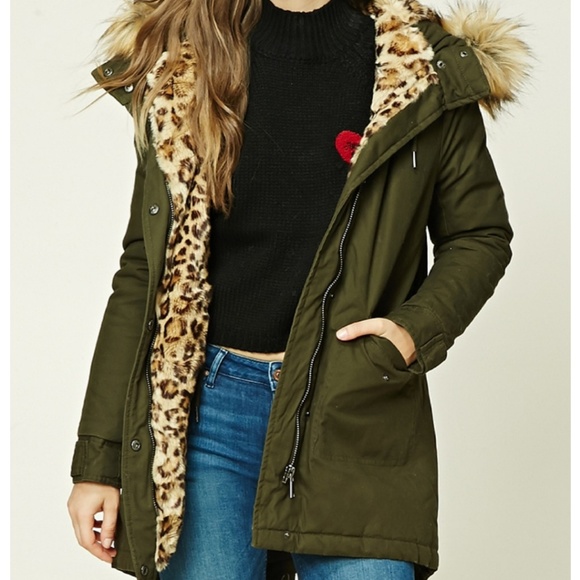 leopard lined parka